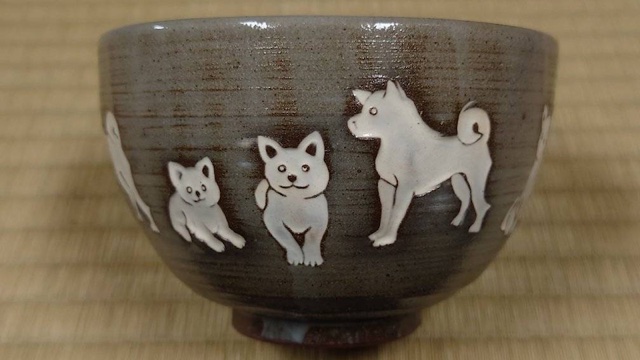 Matcha tea bowl parent and child Dogs Mishima tea bowl sexagenary cycle